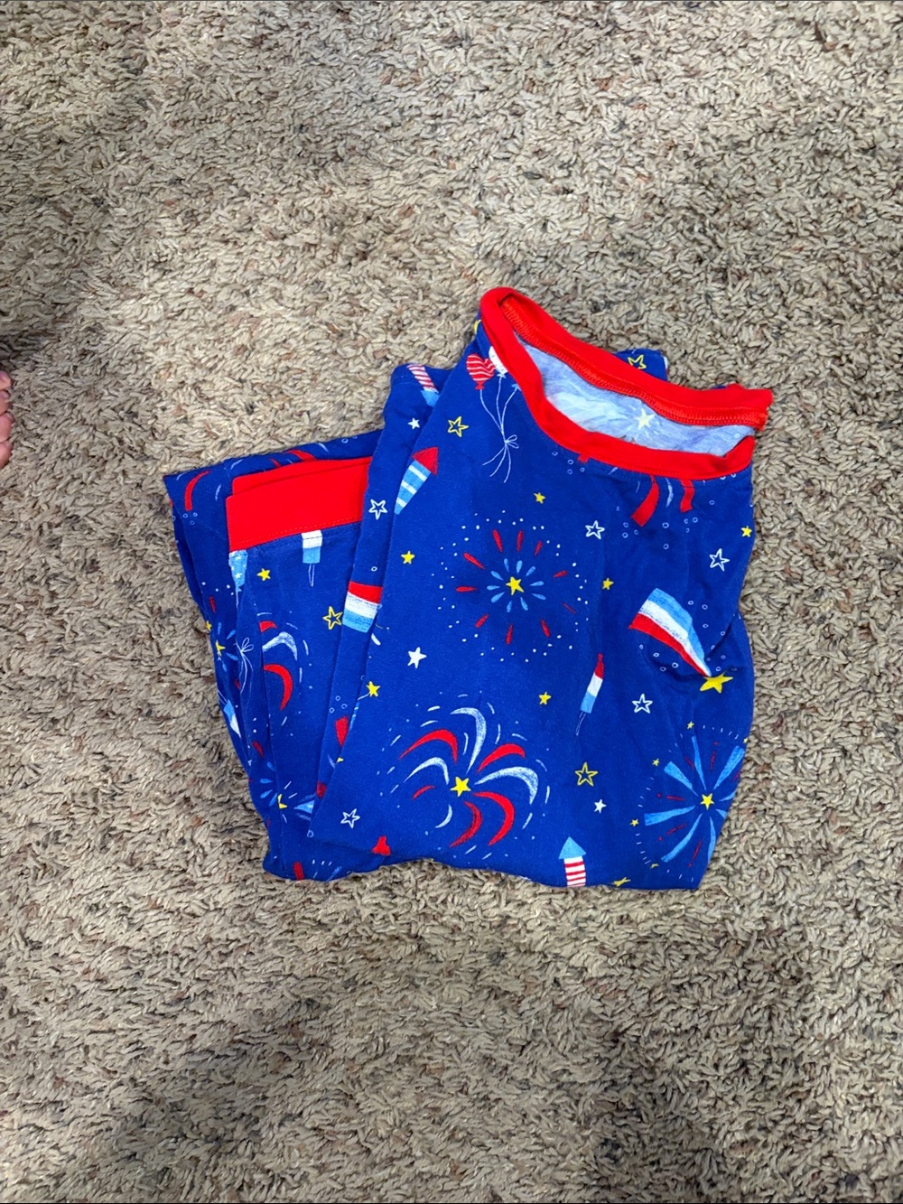 Little Sleepies Kids 4th of July Pajama Set - Fireworks - Long Sleeve Top + Long